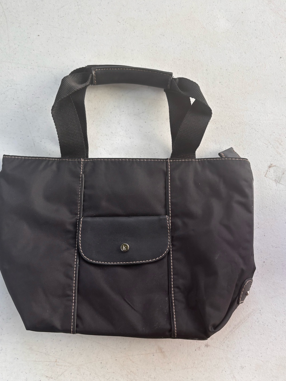 Liz Claiborne Black Tote with Contrast Stitching
